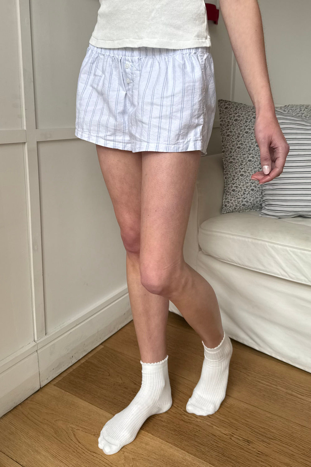 White Light Blue Double Stripes / XS/S