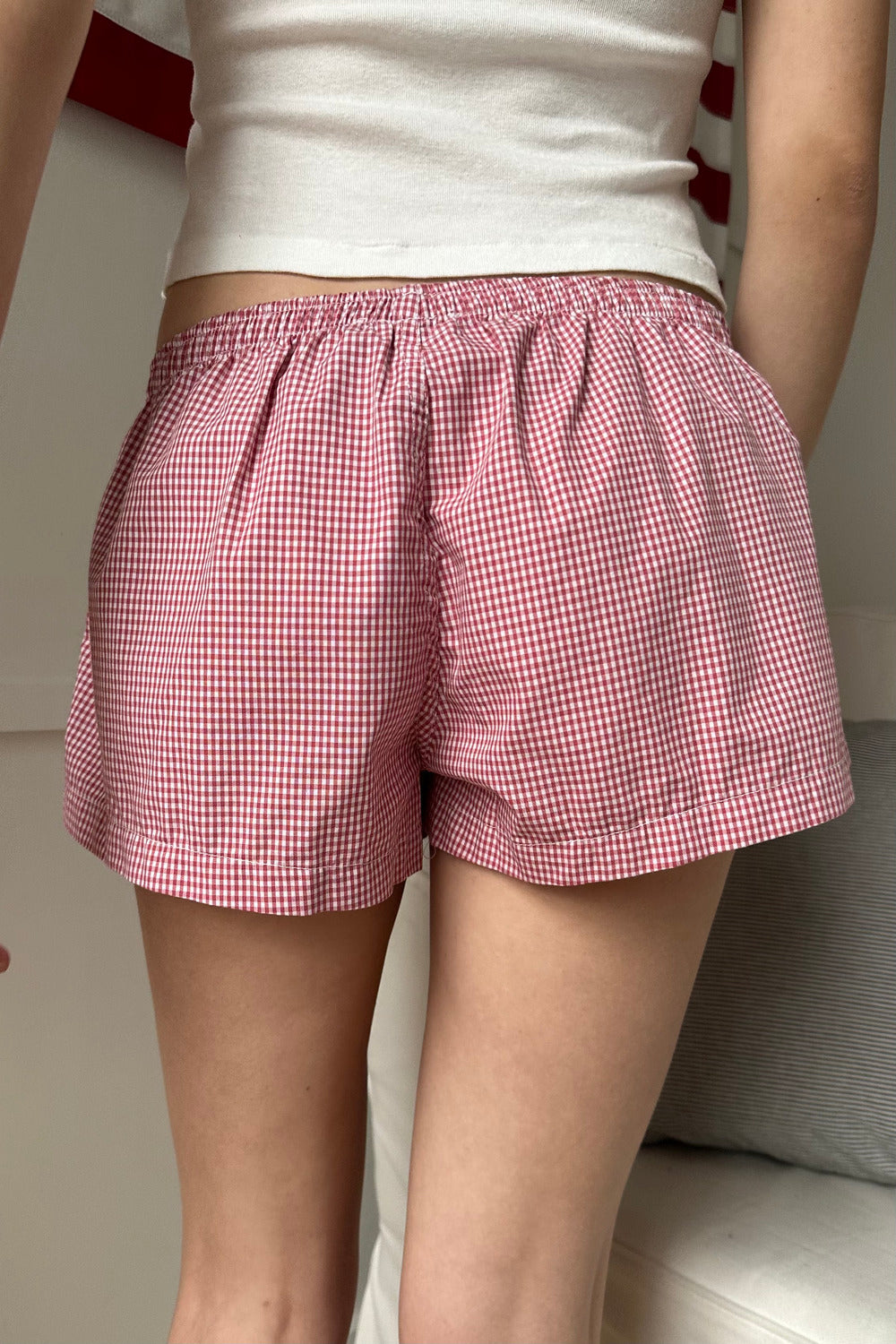 Citybeach Brandy Denim Shorts Pink Plaid Shorts Pink Brandy Shorts