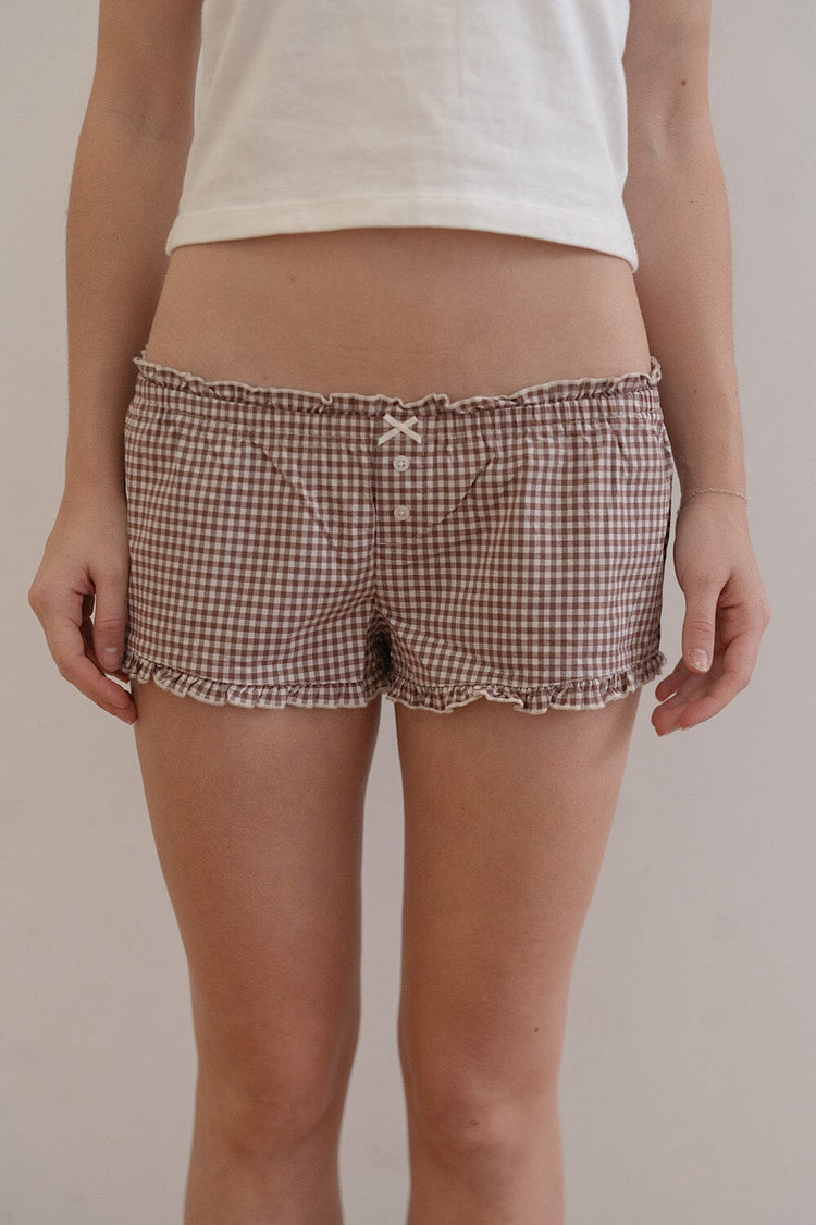 Keira Pajama Shorts | Burgundy And White Checkered / XS/S
