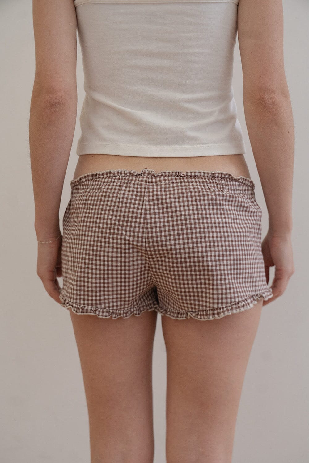 Keira Pajama Shorts | Burgundy And White Checkered / XS/S