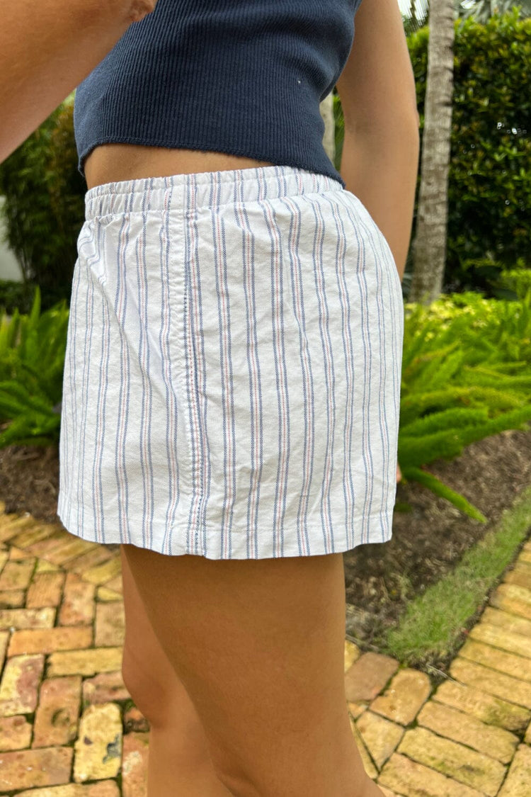 Keira Striped Pajama Shorts | White Navy Red Stripes / XS/S