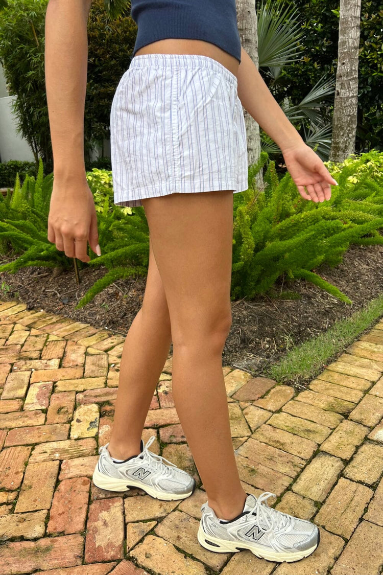 Keira Striped Pajama Shorts | White Navy Red Stripes / XS/S