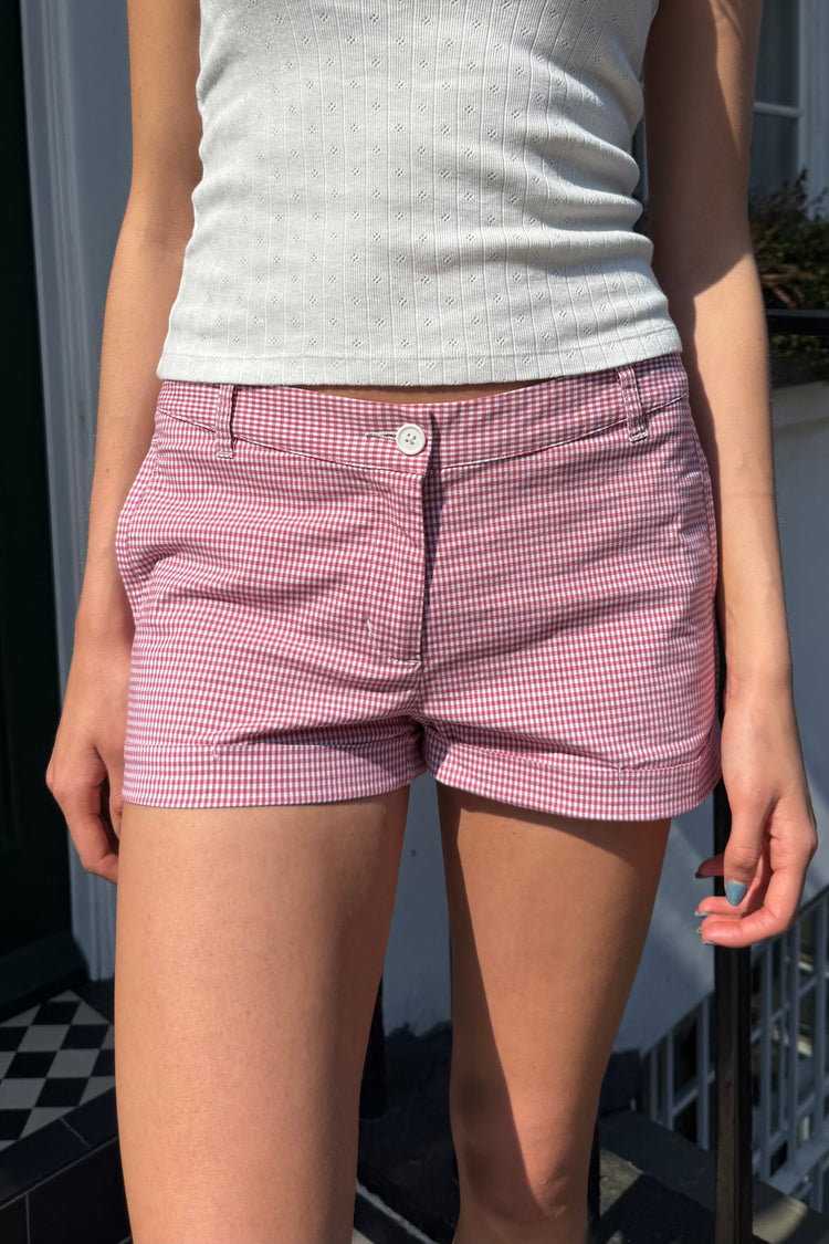 Henley Gingham Shorts | Red Gingham / XS/S