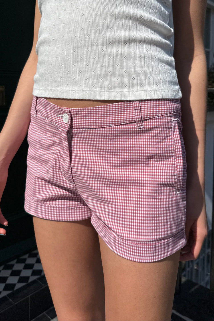 Henley Gingham Shorts | Red Gingham / XS/S