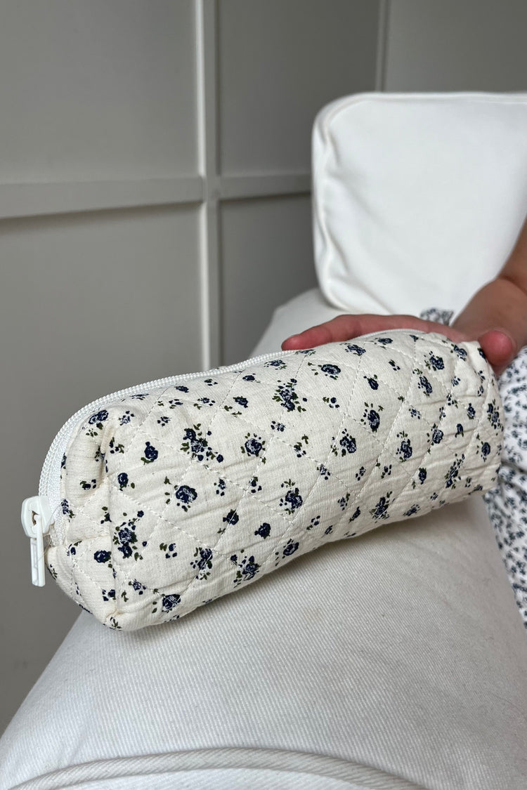 Floral Makeup Bag | Ivory Navy Ditsy Floral