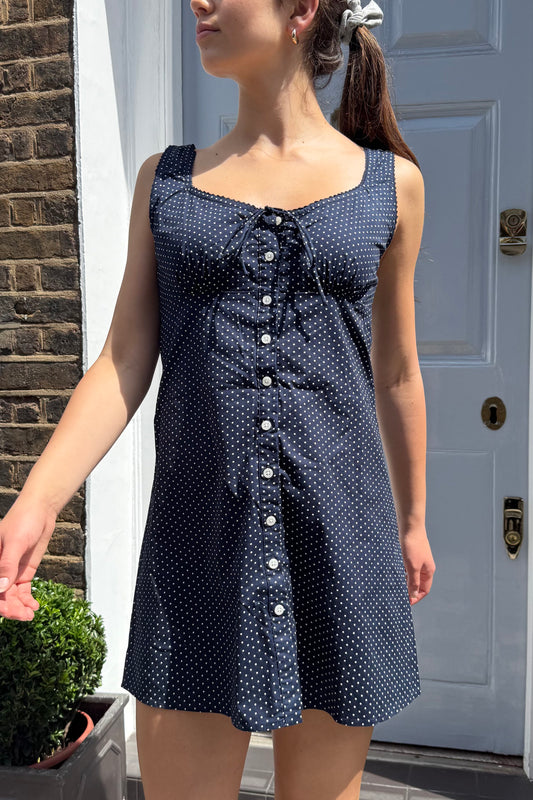 Navy Blue White Polka Dots / XS/S