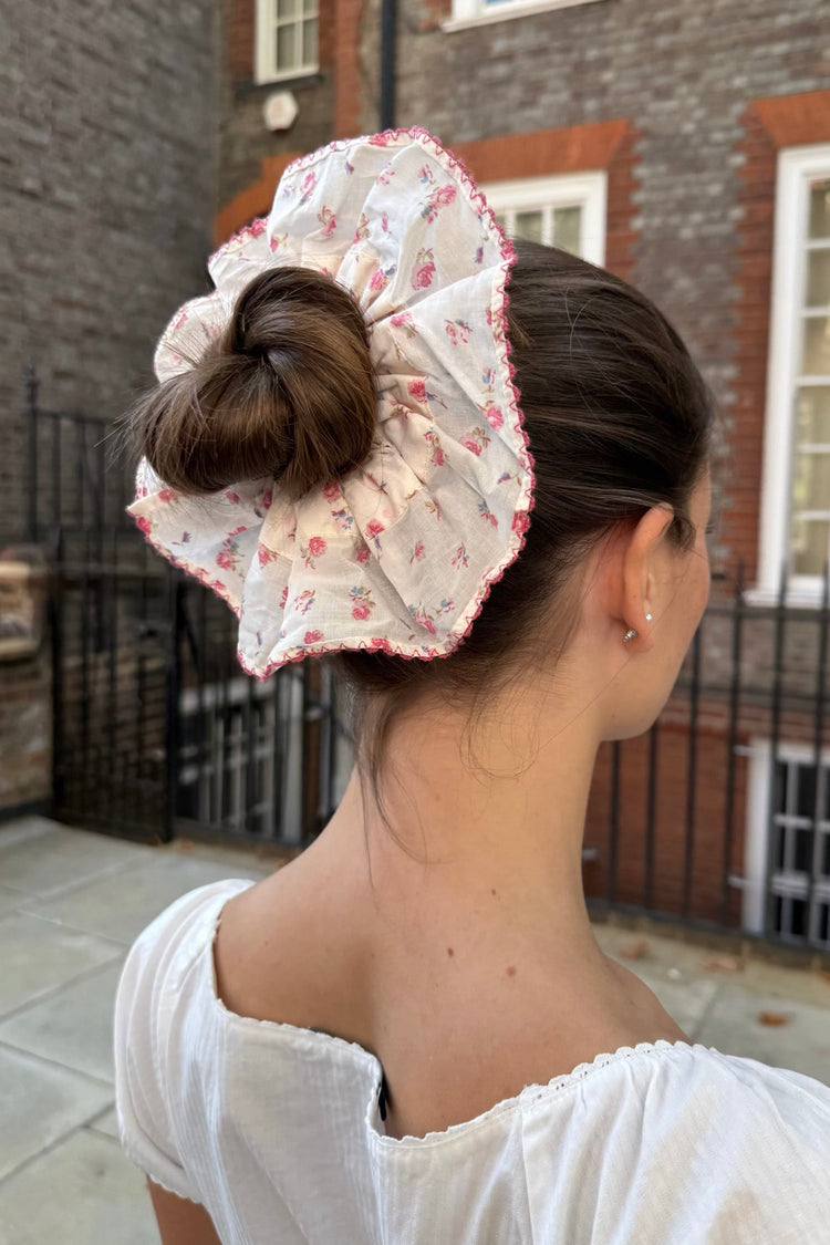 Floral Frill Scrunchie | Pink Red And Yellow Floral