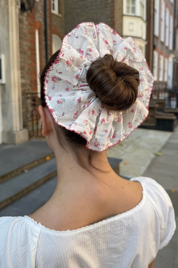 Floral Frill Scrunchie | Pink Red And Yellow Floral