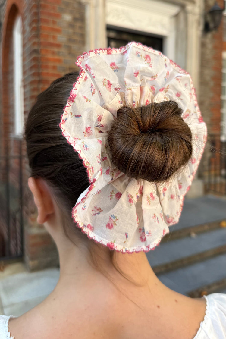 Floral Frill Scrunchie | Pink Red And Yellow Floral