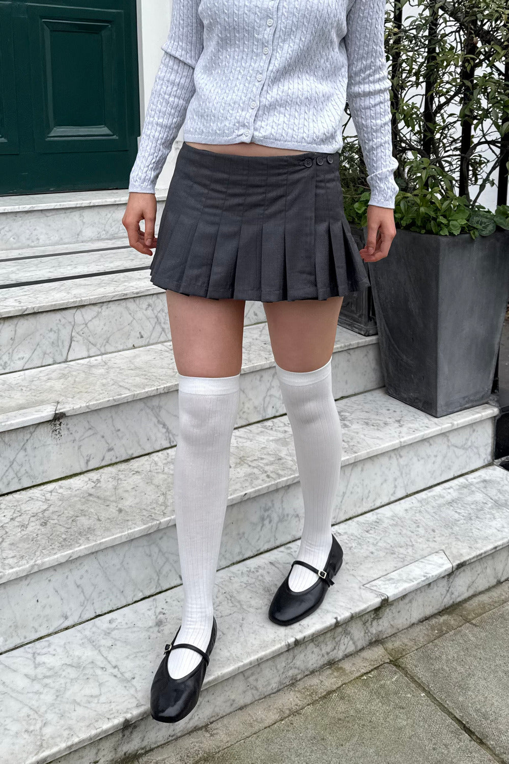 Ribbed Long Socks | White