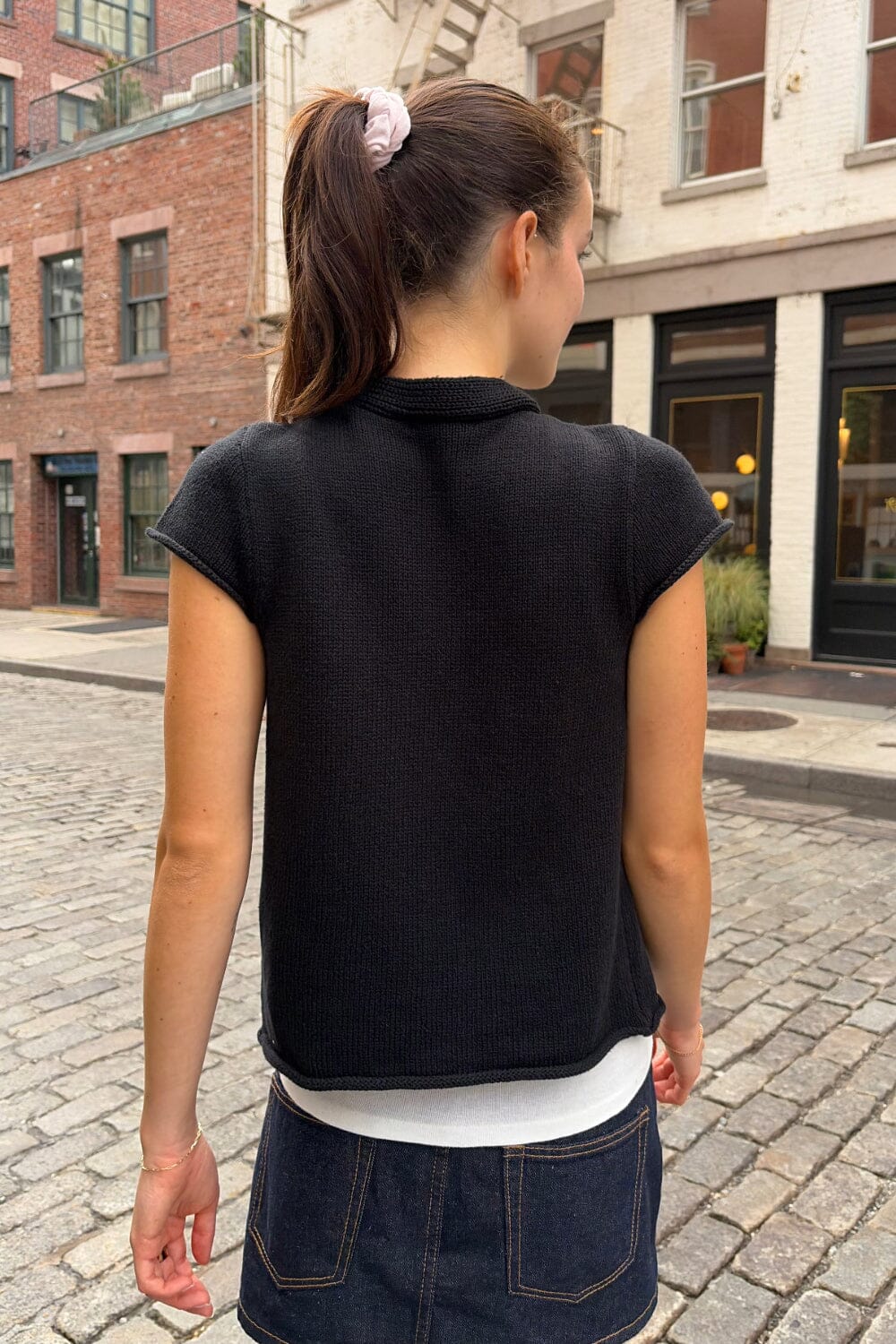 Rhea Short Sleeve Cardigan | Black / XS/S
