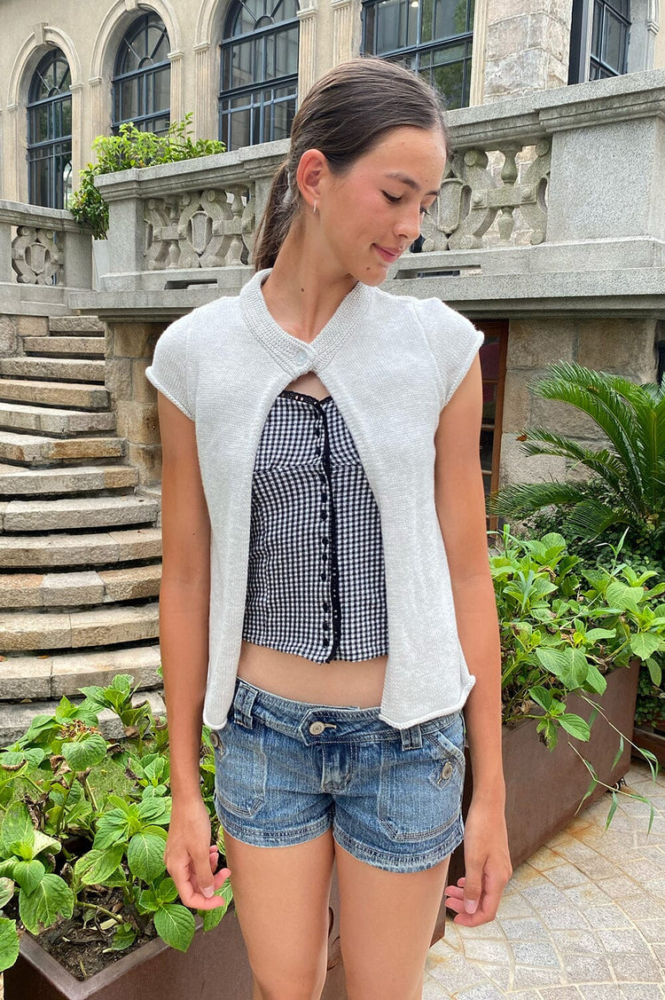 Rhea Short Sleeve Cardigan | Silver Grey / XS/S