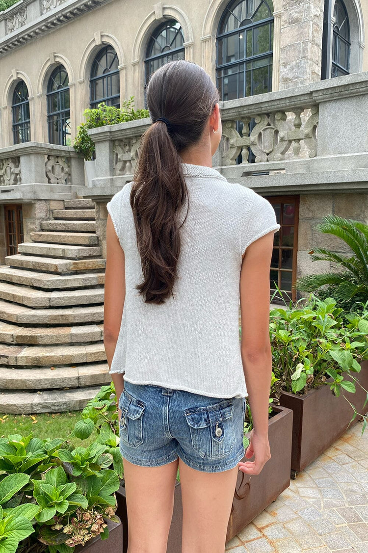 Rhea Short Sleeve Cardigan | Silver Grey / XS/S