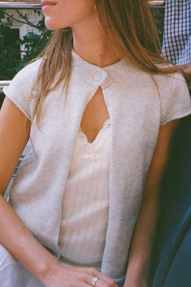 Rhea Short Sleeve Cardigan | Silver Grey / XS/S
