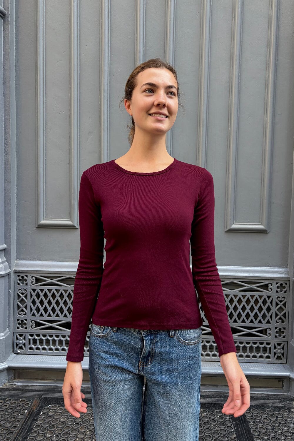Tori Basic Long Sleeve Top | Plum / XS/S