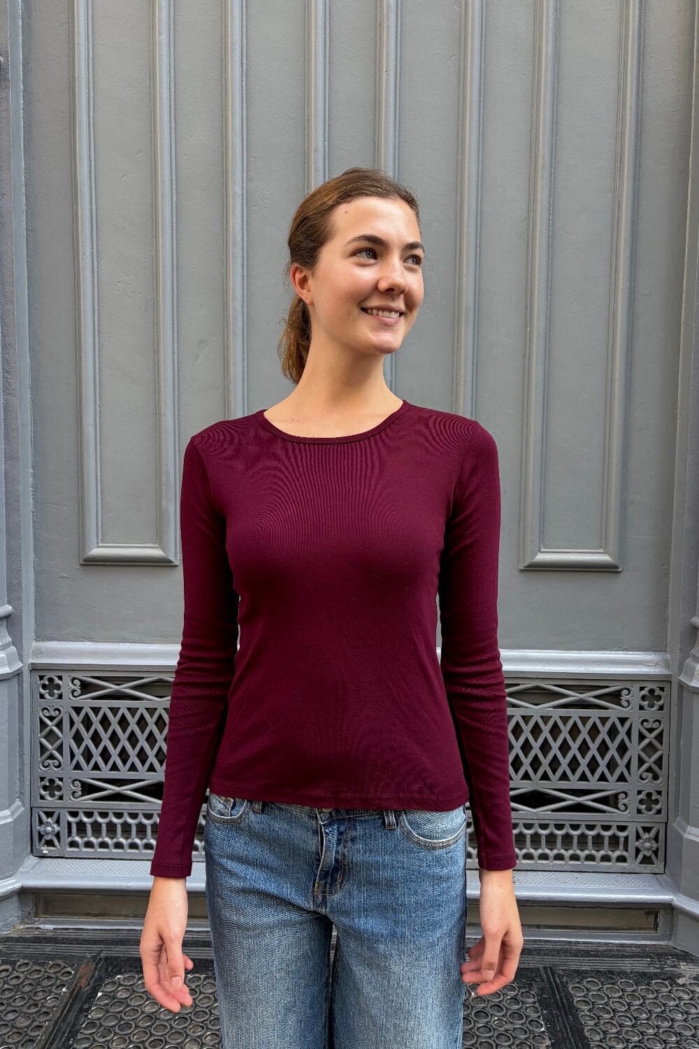 Tori Basic Long Sleeve Top | Plum / XS/S