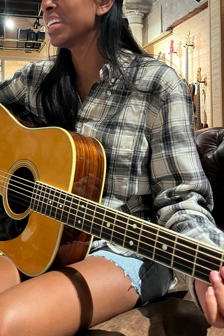 Hazel Flannel Top | Grey Tones Plaid / S/M