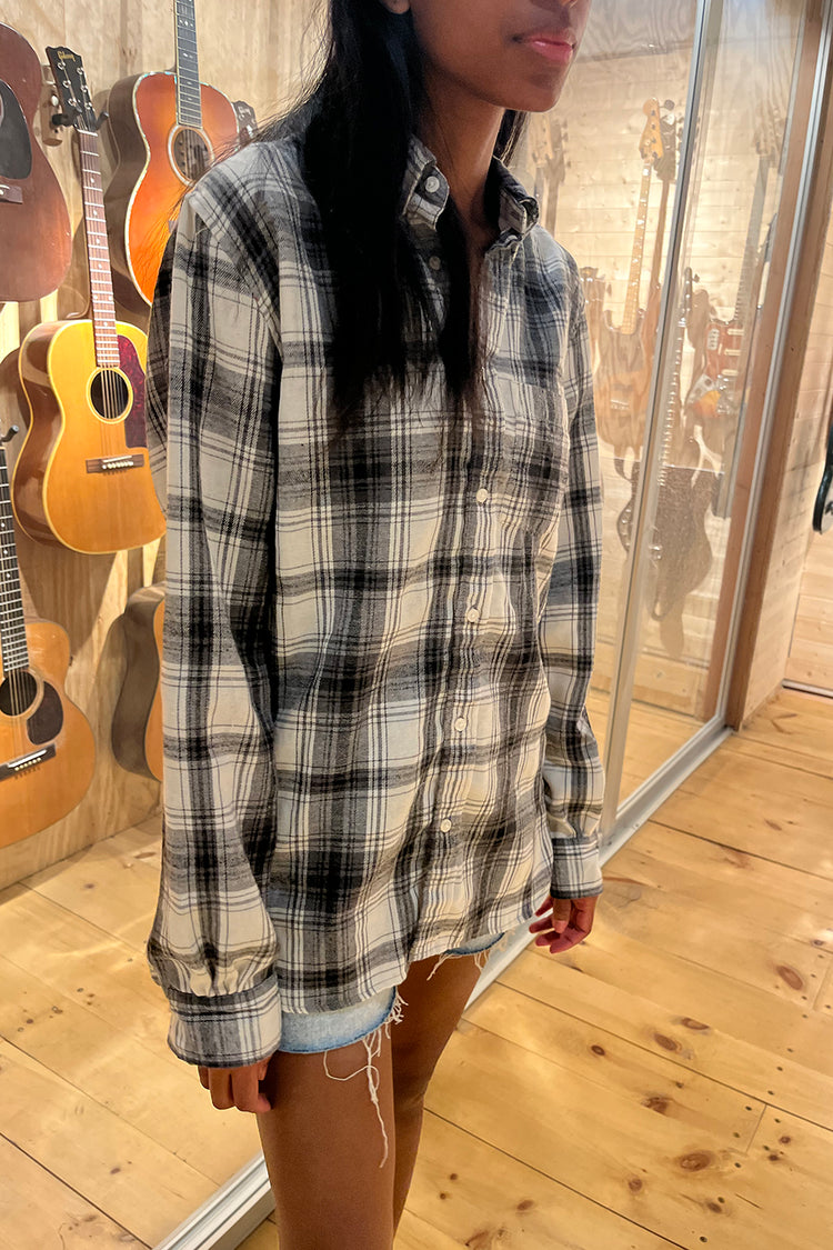 Hazel Flannel Top | Grey Tones Plaid / S/M