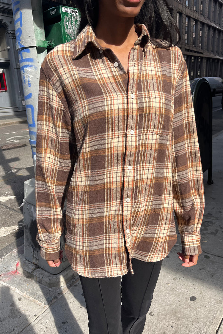 Hazel Flannel Top | Brown And Orange Plaid / S/M