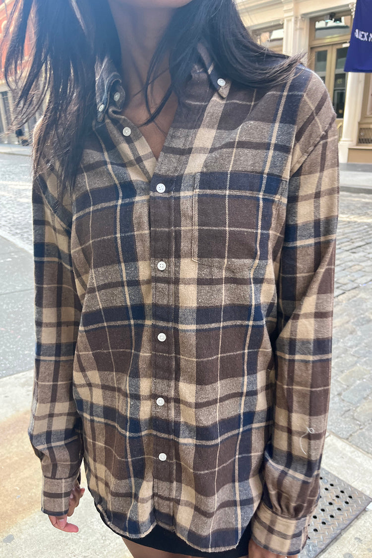 Hazel Flannel Top | Big Brown Navy Plaid / S/M