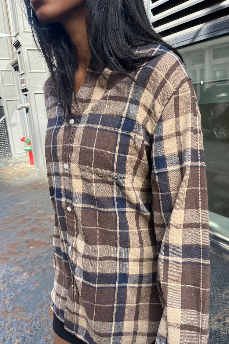 Hazel Flannel Top | Big Brown Navy Plaid / S/M