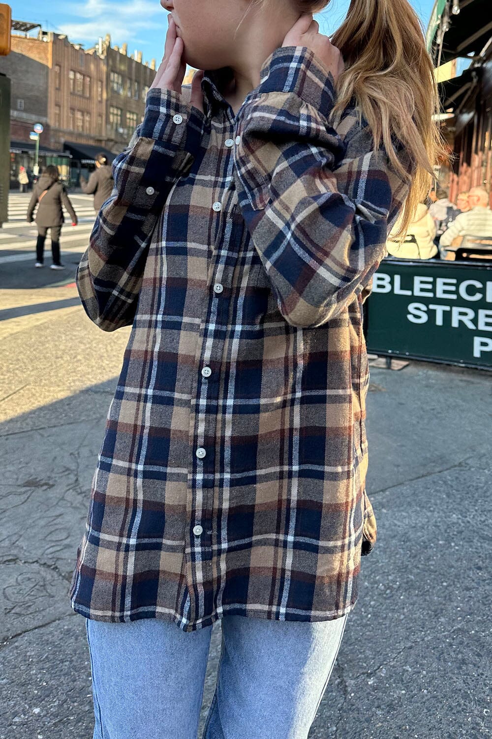 Tan Navy Blue Plaid / S/M