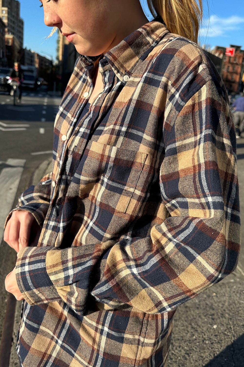 Tan Navy Blue Plaid / S/M