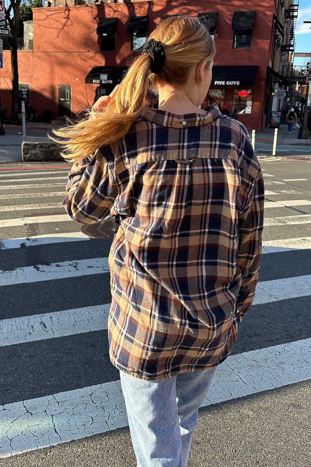 Tan Navy Blue Plaid / S/M