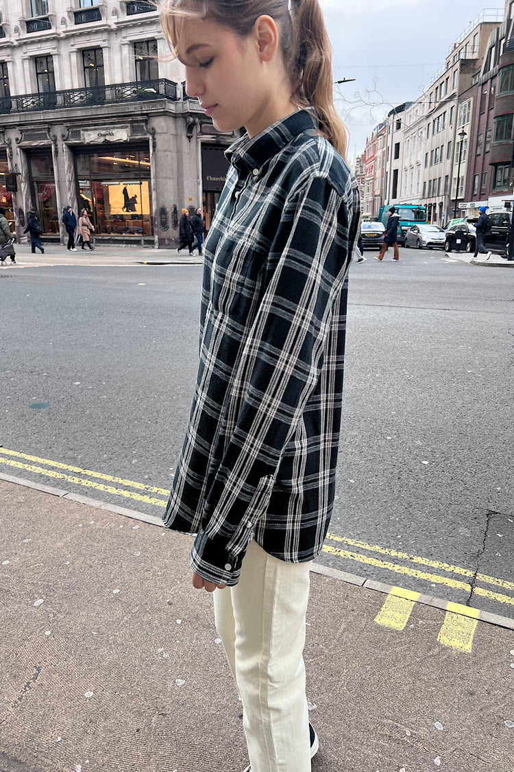 Hazel Flannel | Dark Green Ivory Plaid / S/M