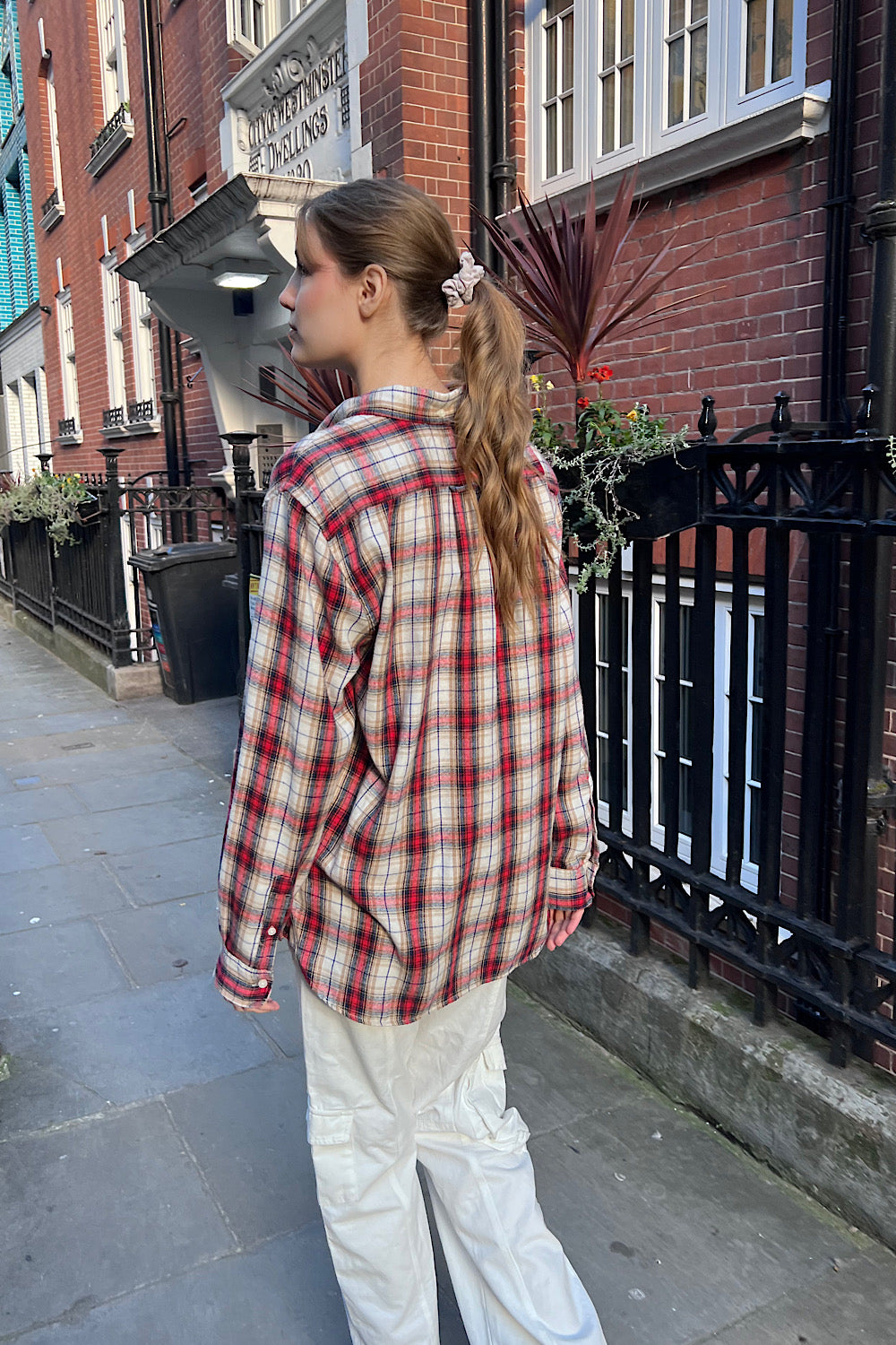 Red White Navy Gold Plaid / S/M