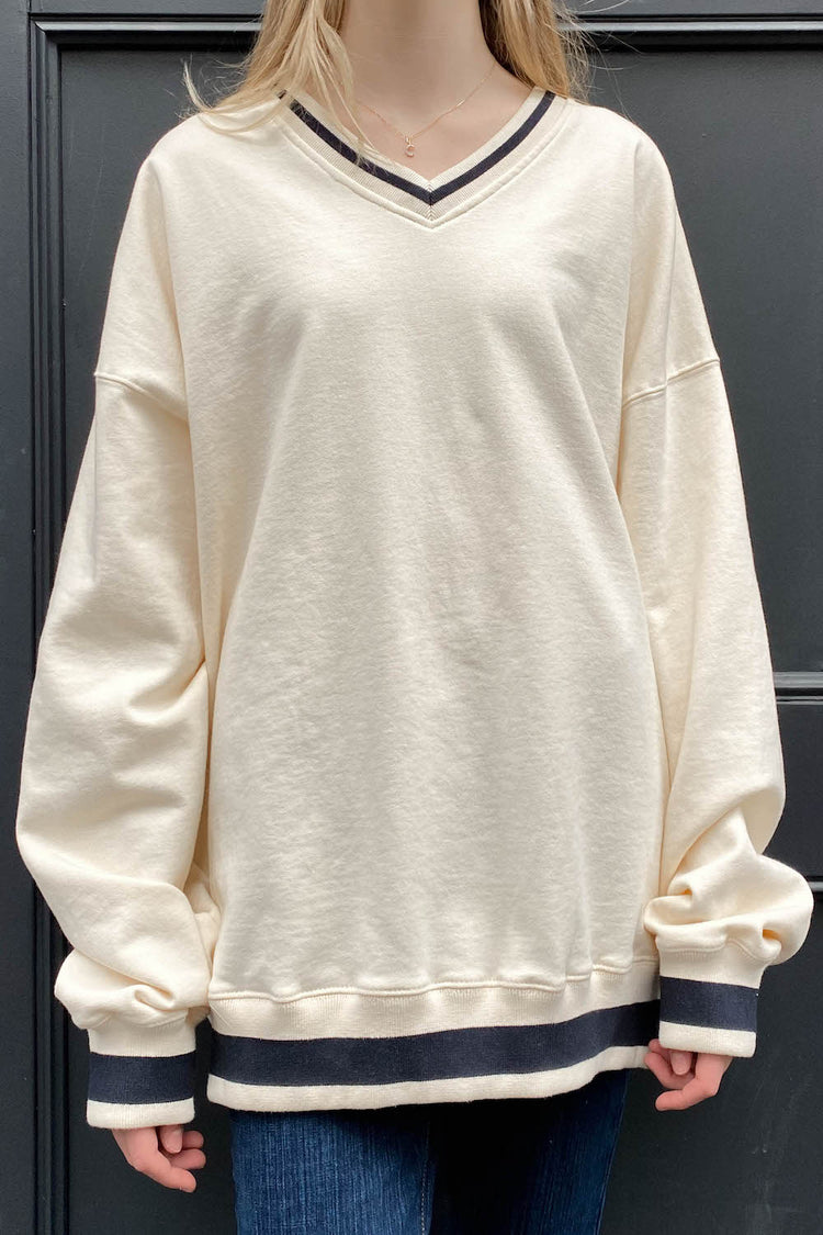 Erica Trimming Sweatshirt | Cream / Oversized Fit