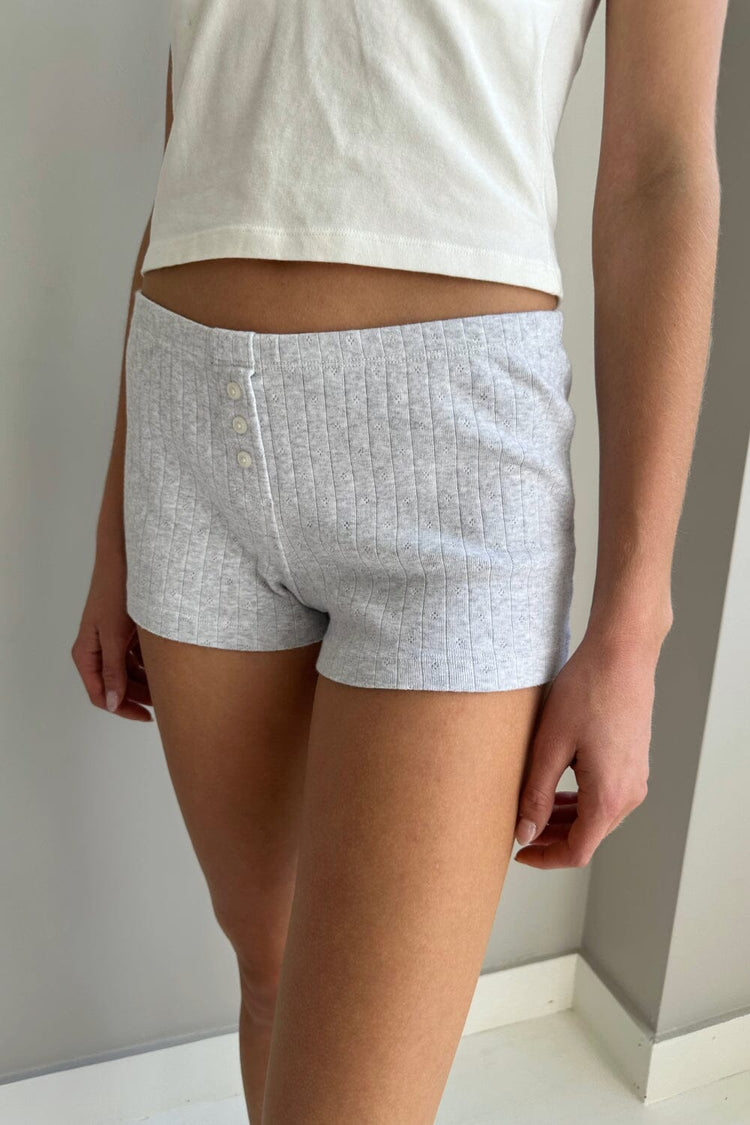 Keira Eyelet Sweatshorts | Light Heather Grey / XS/S