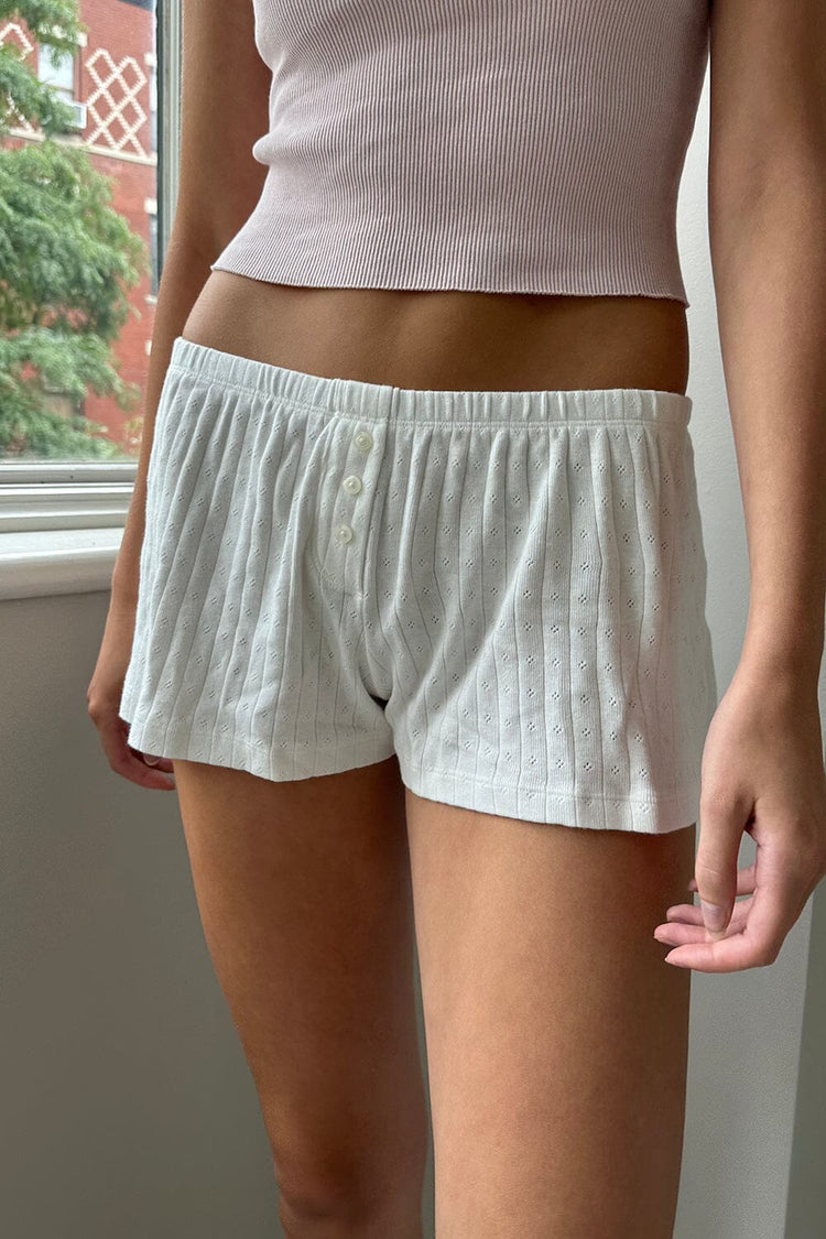 Keira Eyelet Sweatshorts | Natural White / XS/S