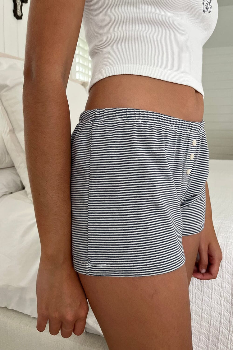 White And Navy Blue Thin Stripes / S