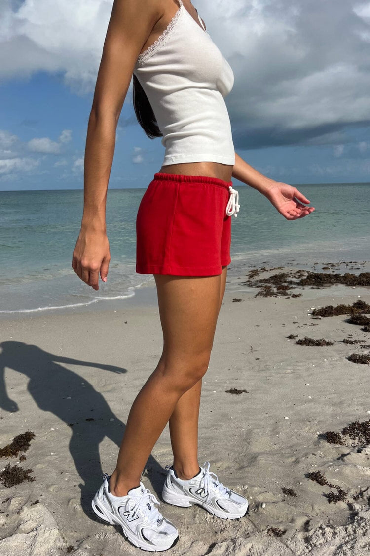Emery Cotton Sweatshorts | Red / XS/S