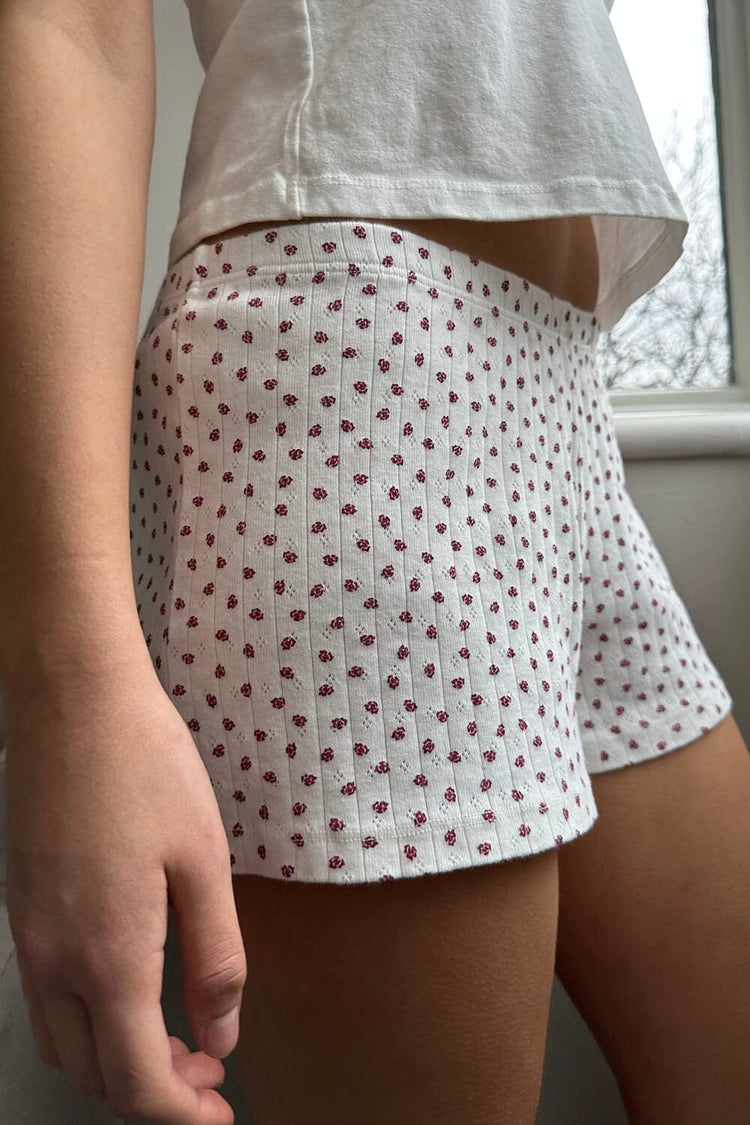 White With Burgundy Flowers / XS/S