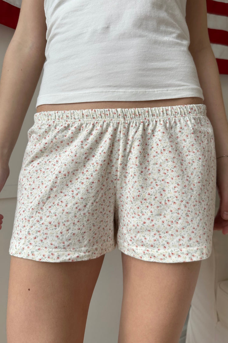 Emery Floral Sweatshorts | White With Yellow Peach Green Floral / XS/S