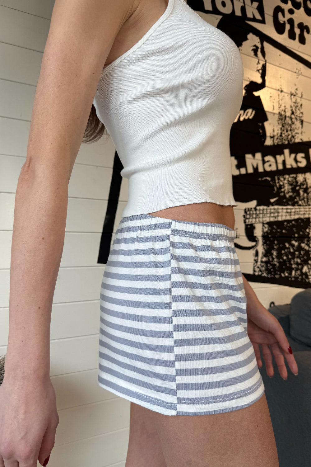 Grey Blue White Stripes / XS/S