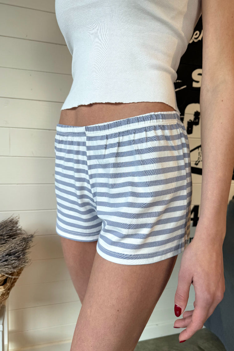 Emery Striped Sweatshorts | Grey Blue White Stripes / XS/S