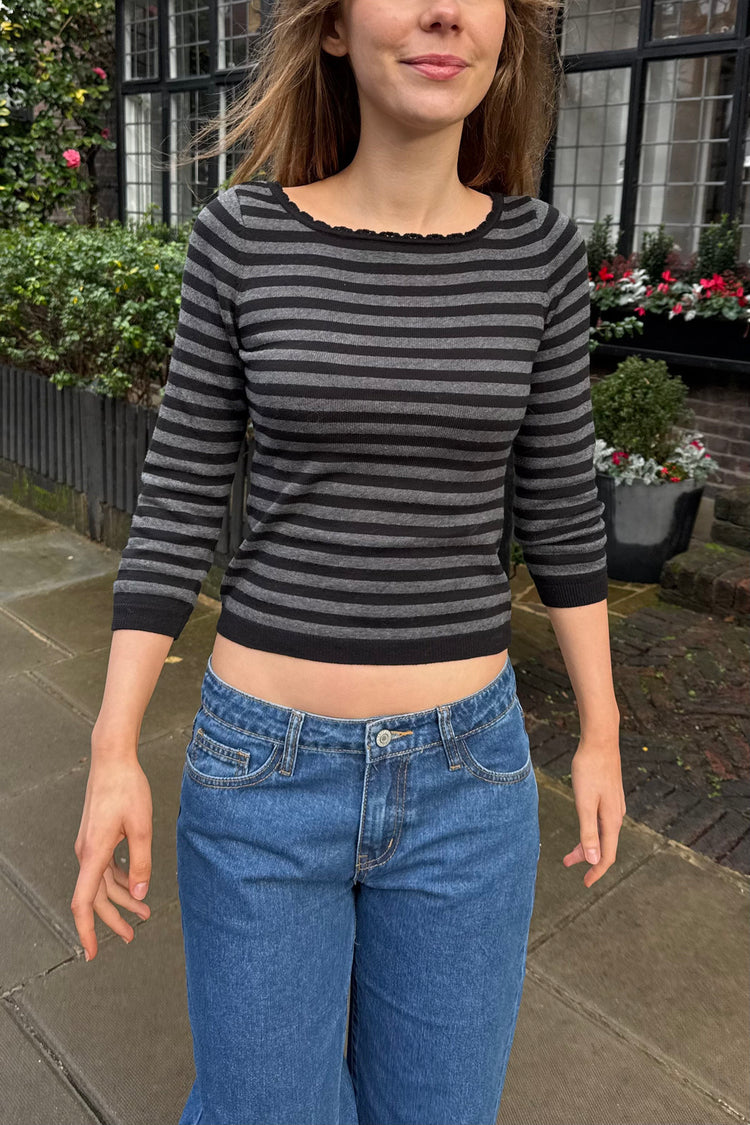 Stella Stripes Sweater | Black And Charcoal Stripes / XS/S