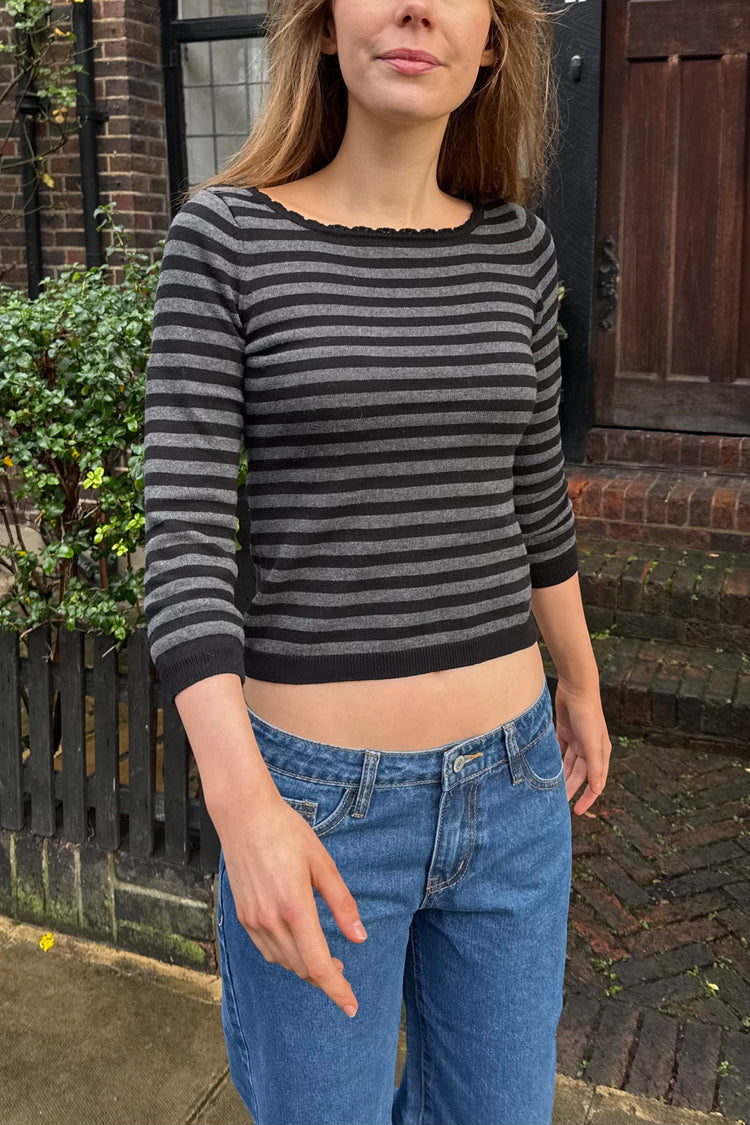 Stella Stripes Sweater | Black And Charcoal Stripes / XS/S