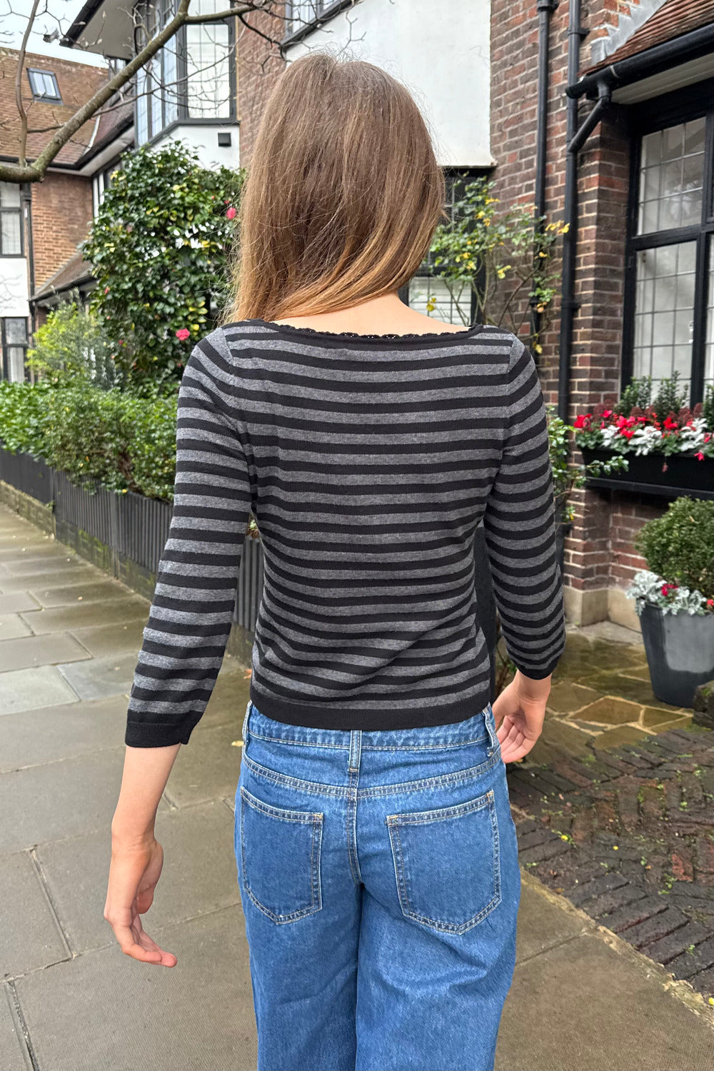 Stella Stripes Sweater | Black And Charcoal Stripes / XS/S