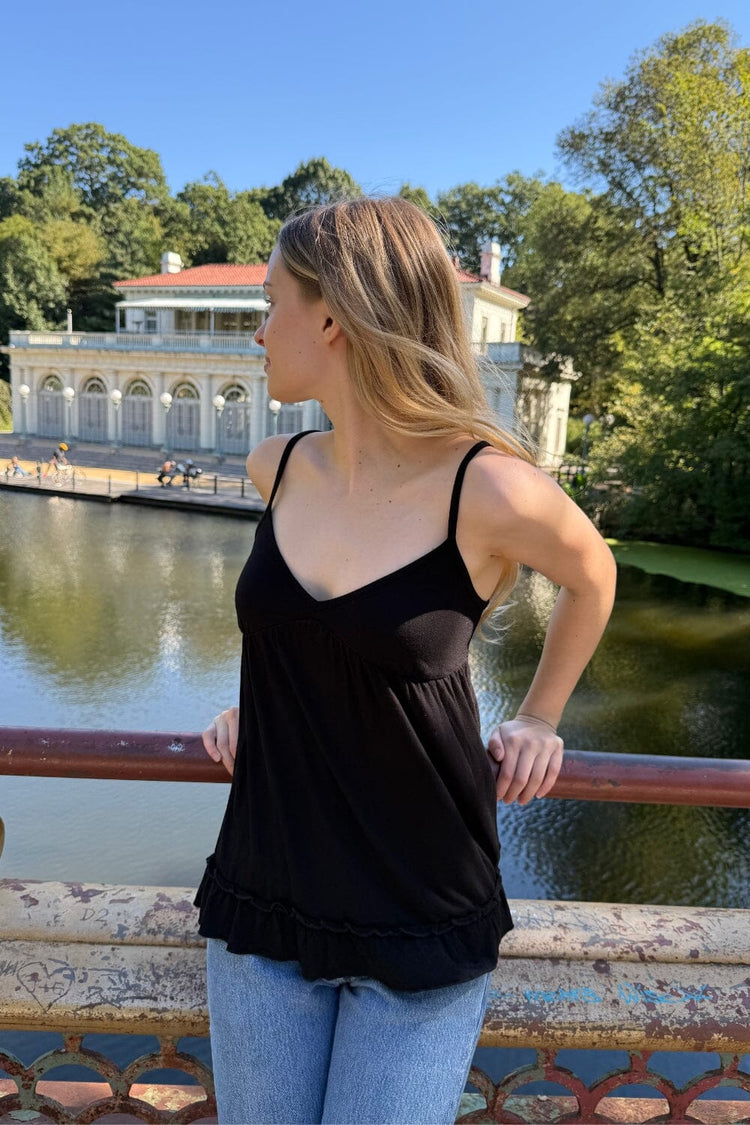 Livy Ruffle Tank | Black / XS/S