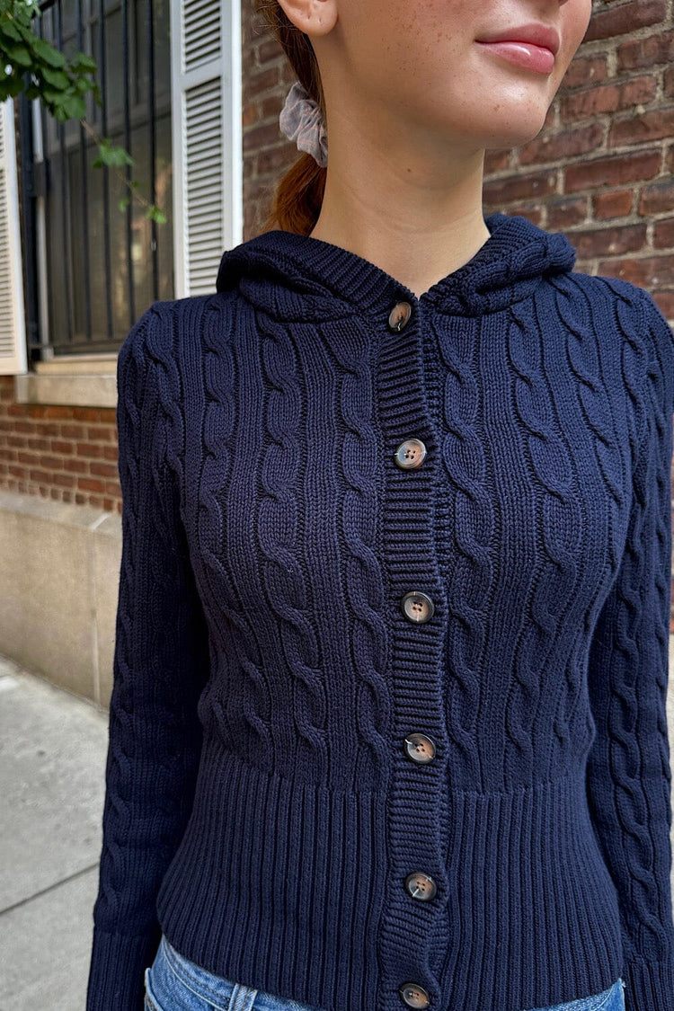 Aura Cable Knit Cardigan | Navy Blue / Regular Fit