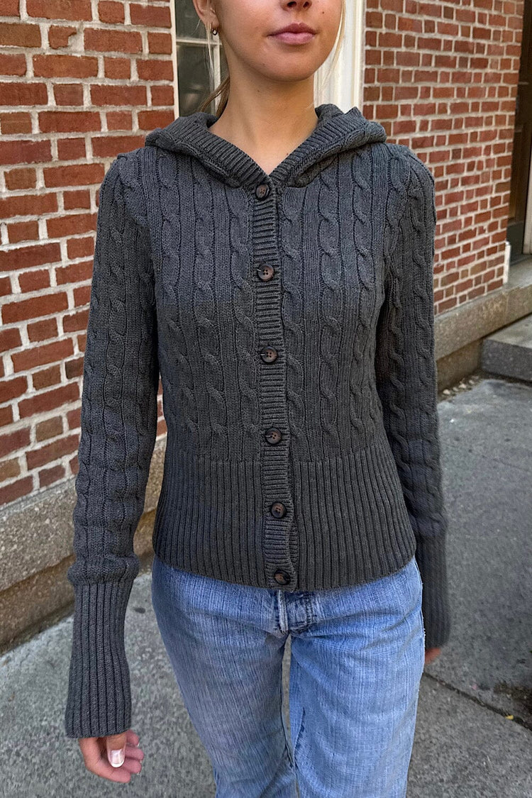 Aura Cable Knit Cardigan | Dark Heather Grey / Regular Fit