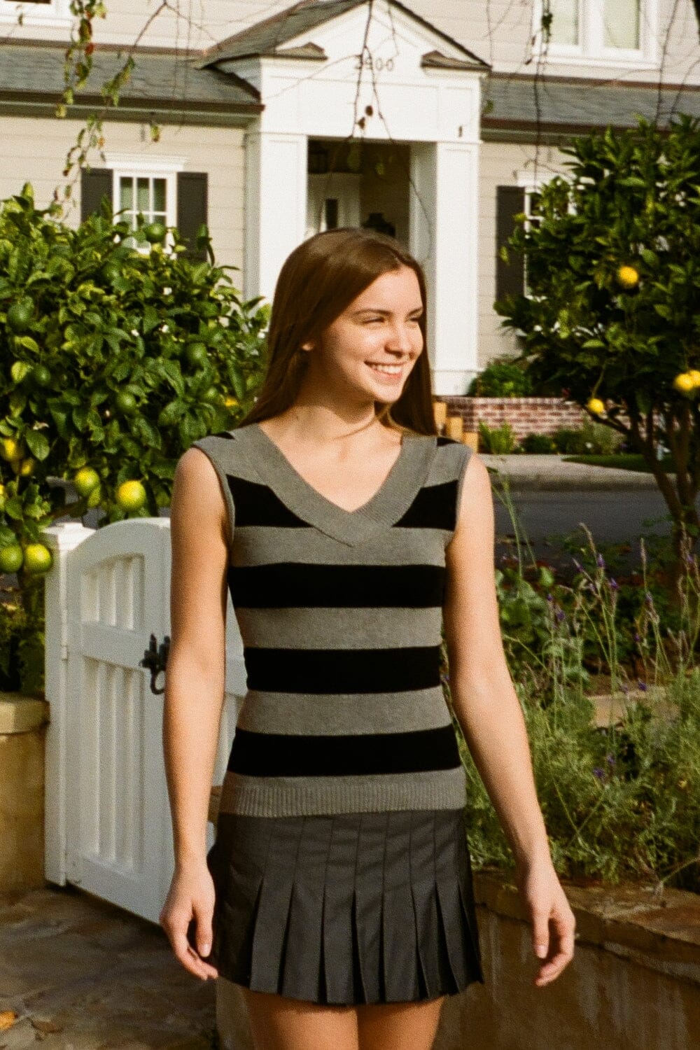 Amira Stripes Top | Black Grey Stripes / XS/S