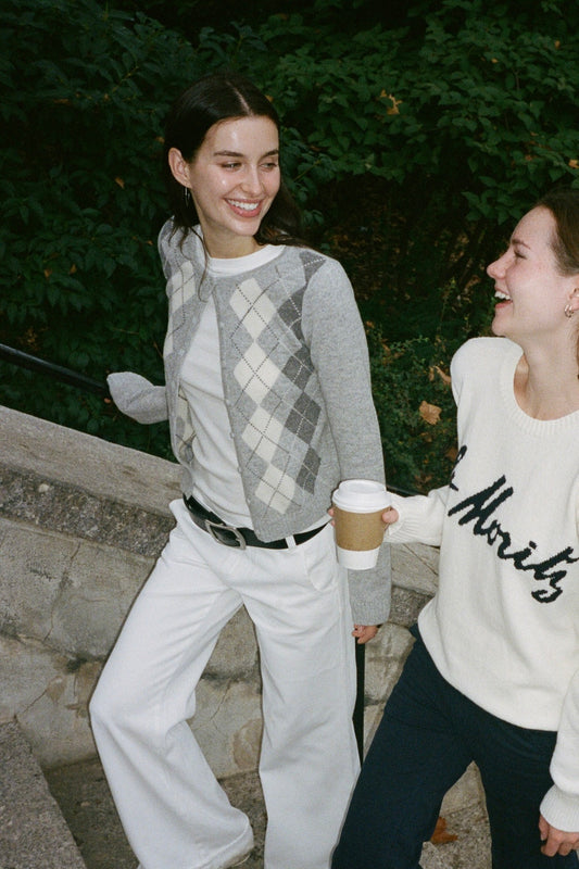 Heather Grey White Argyle / XS/S