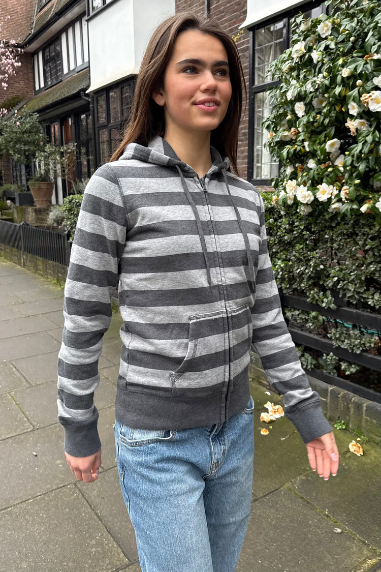 Christy Stripe Hoodie | Grey And Dark Grey Stripes / XS/S