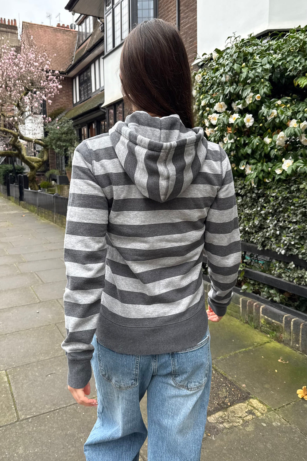 Christy Stripe Hoodie | Grey And Dark Grey Stripes / XS/S