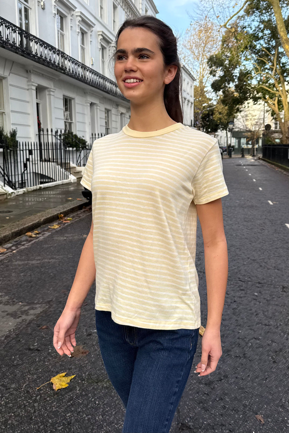 Chloe Striped Top | White And Yellow Horizontal Stripes / XS/S